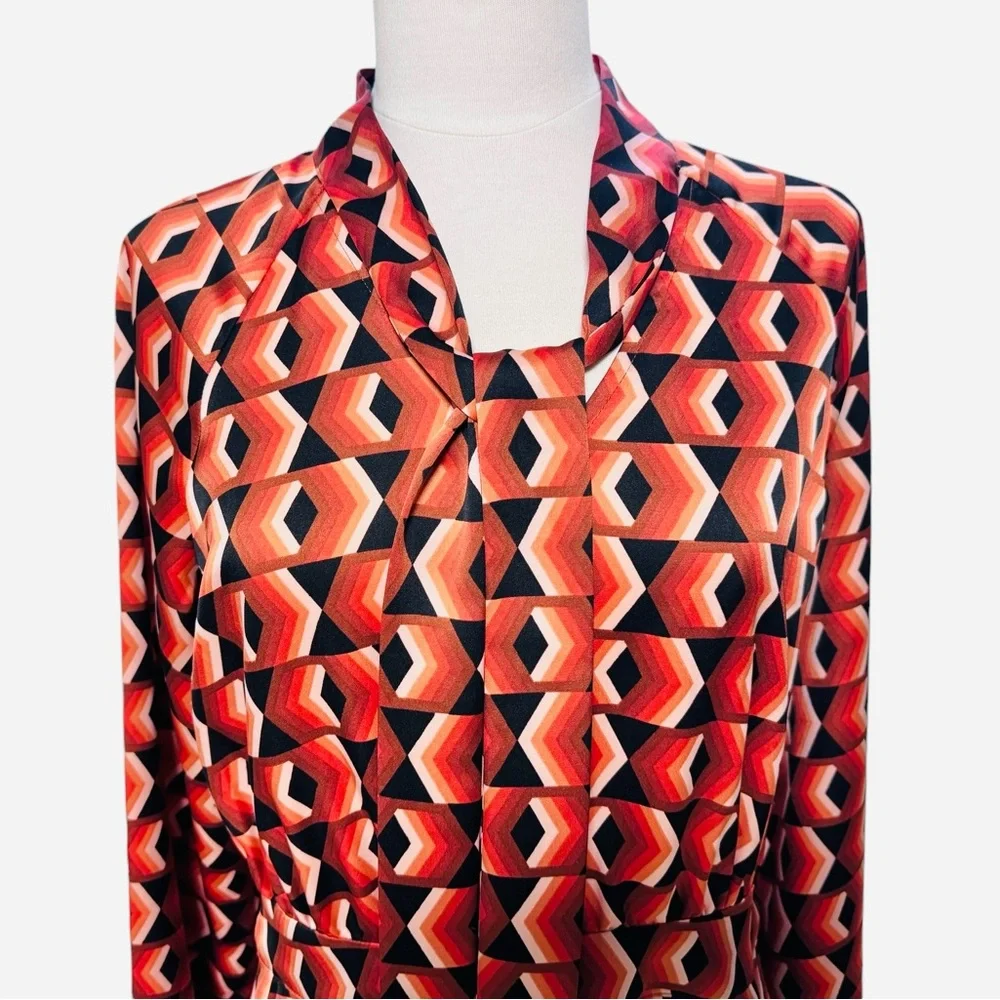Worthington Long Sleeve Geometric Fit + Flare Dress Pockets! Size Small New - Picture 7 of 9